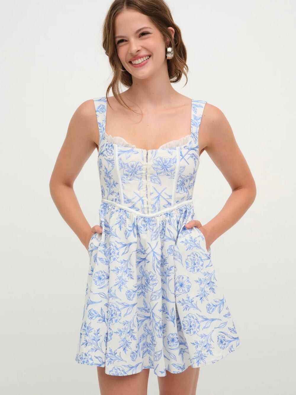 For Love & Lemons Maisie Mini Dress Blue - M
